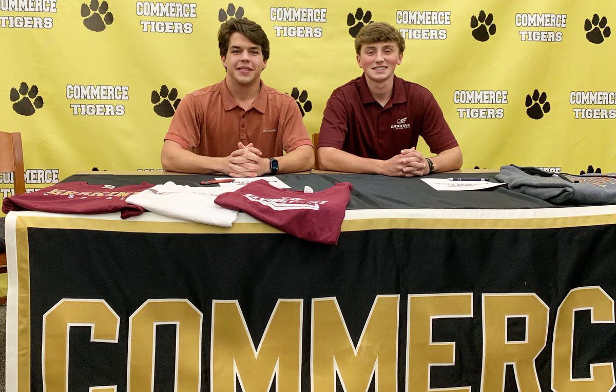 BHMunro1's tweet image. Commerce baseball players Matthew Martin and Will Slater both signed with Erskine College on Friday.