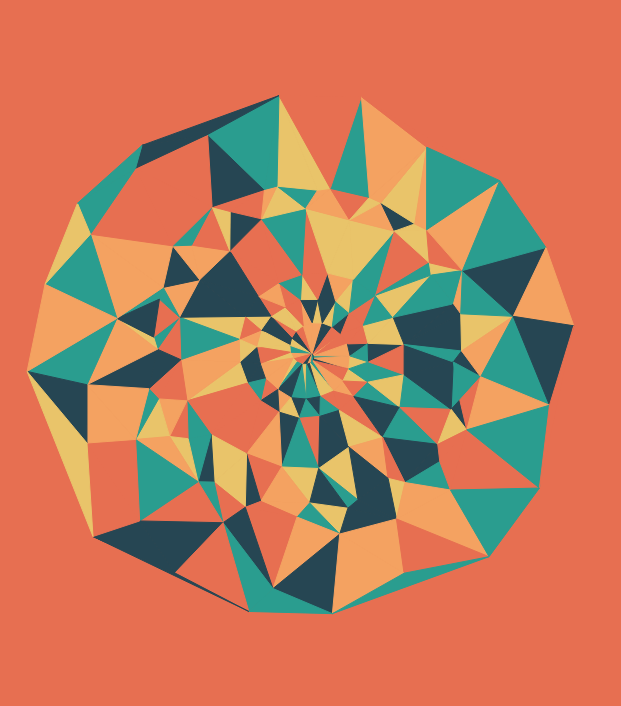 DonKarlssonSan's tweet photo. Version three of Genuary 23 #264653 #2a9d8f #e9c46a #f4a261 #e76f51 on @CodePen: https://t.co/Nwg8H5Fc4G
Click to generate a new pattern!
#genuary #genuary2021 #generative #generativeart #creativecoding #delaunaytriangulation #mathart https://t.co/F4hmahQdAh
