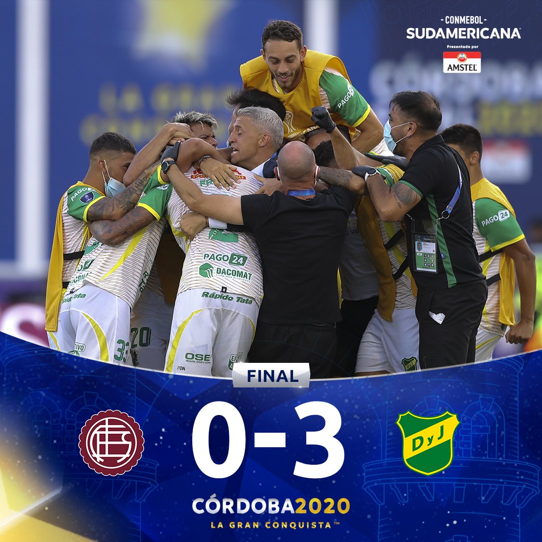 ⏱️¡Terminó partido y <a href="/ClubDefensayJus/">Defensa y Justicia</a> es el campeón!

🟢🟡Ganó 3⃣-0⃣ ante <a href="/clublanus/">Club Lanús</a> con goles de Adonis Frías, Braian Romero y Washington Camacho. 

🏆El Halcón de Varela conquistó su primera CONMEBOL #Sudamericana.