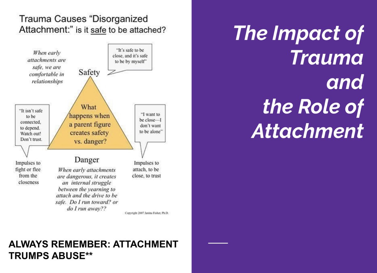 Early trauma from a caregiver creates an unstable & unpredictable sense of self that is a result of individuals looking to others for cues on how to feel, think, or act, rather than being able to stay in touch with themselves & rely on their own internal compass. #TraumaEd101 7/