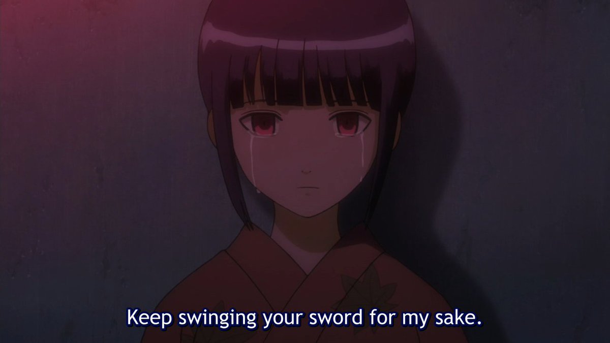 In this lonely journey he had kept only one person on his side to finish him when the time was ripe. The very girl that had taken everything away from her was to be the one to finish him at the end. Nobume in a sense of atonement, for she had failed to finish off Isaburo....