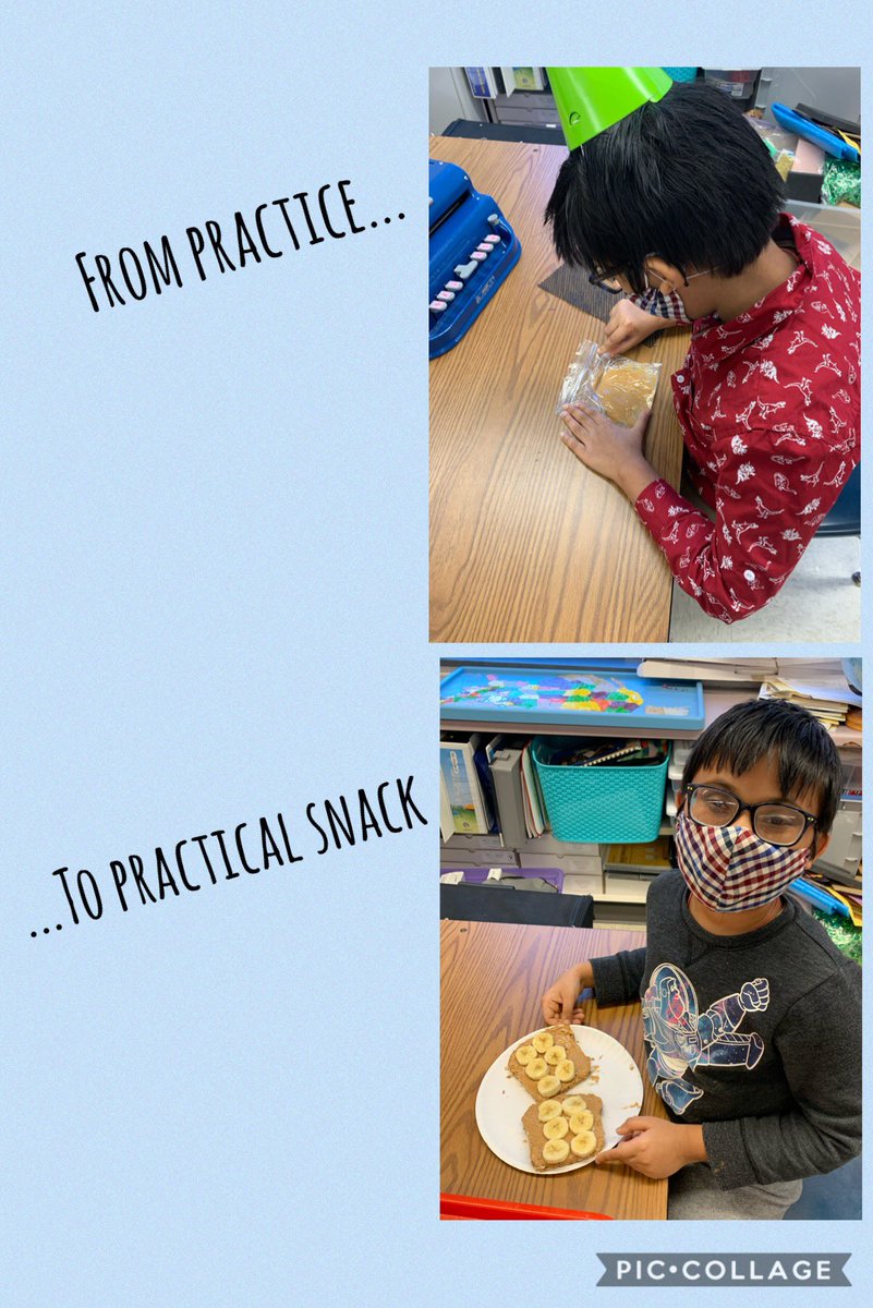 To celebrate #BrailleAwarenessMonth my Ss made #Braille Cell Toast! We spent the week practicing using a toaster, spreading peanut butter, &amp; slicing bananas. Then they put their skills together to make a great snack they can make at home! #ADL #VisuallyImpaired #TVI #WeAreNSSEO