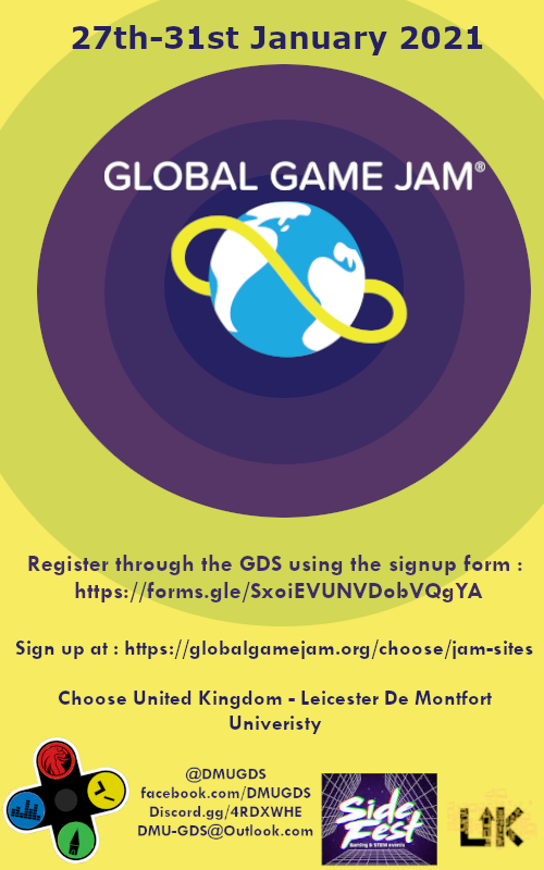 dmugds's tweet photo. Hey everyone!
As you may know,  Global Game Jam 2021 is just around the corner. While the current lockdown makes this more difficult, the GDS will still be hosting through the DMU site!

We can't wait to see you for #DMUGGJ2021 https://t.co/ljbFKTWd6d