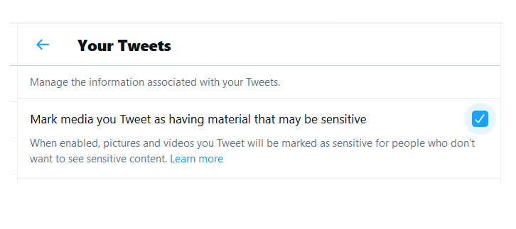 "Privating your profile will not help in this case. Additionally, you MUST have your account marked as sensitive content." -  @AmberlyPSO Gonna tack in images for easy access: