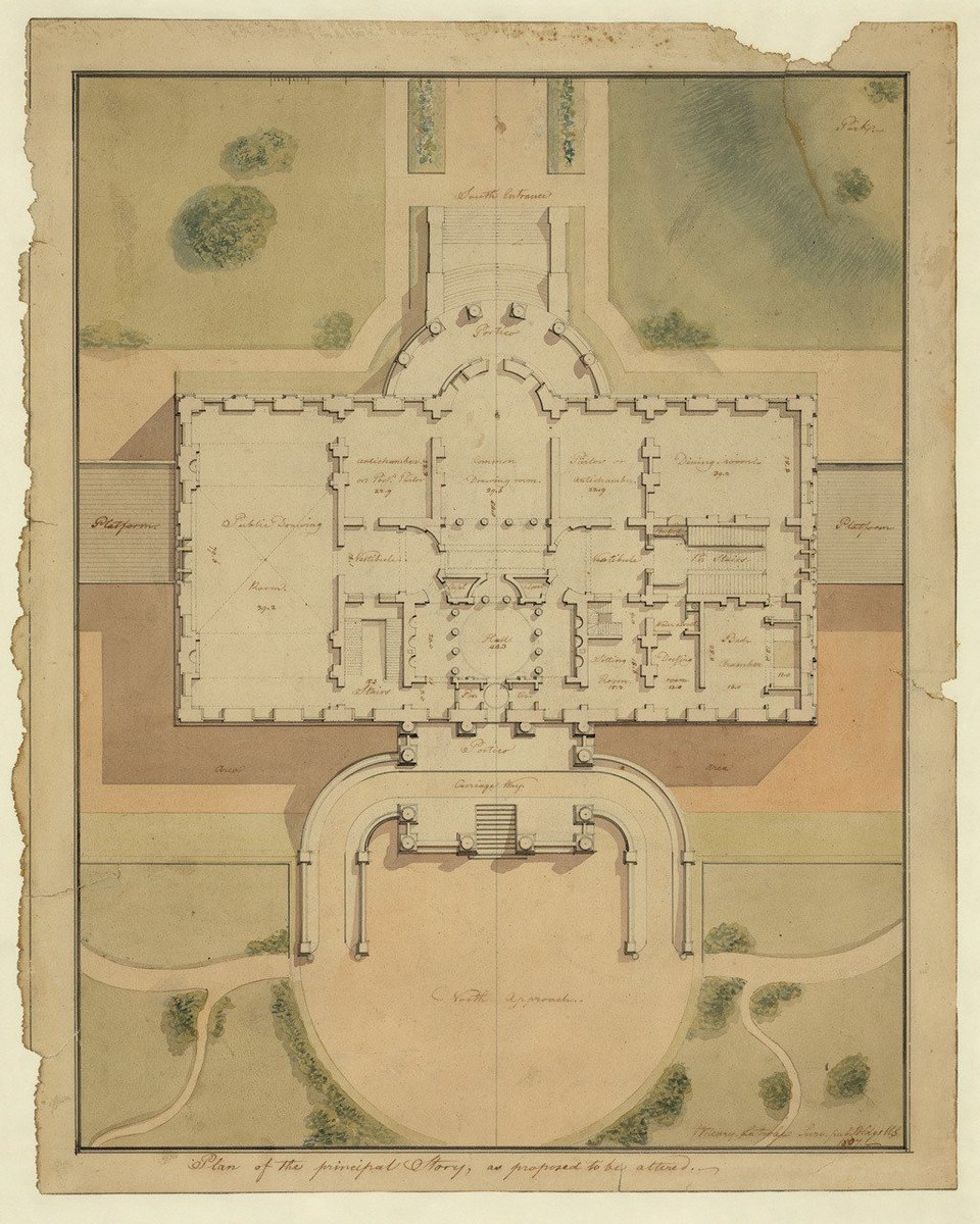 Battlemapsus's tweet image. Plan of the White House, A manuscript architectural drawing of The White House (“President’s House”) in Washington, D.C., made in 1807 by Benjamin Henry Latrobe | Battlemaps.us battlemaps.us/products/washi…