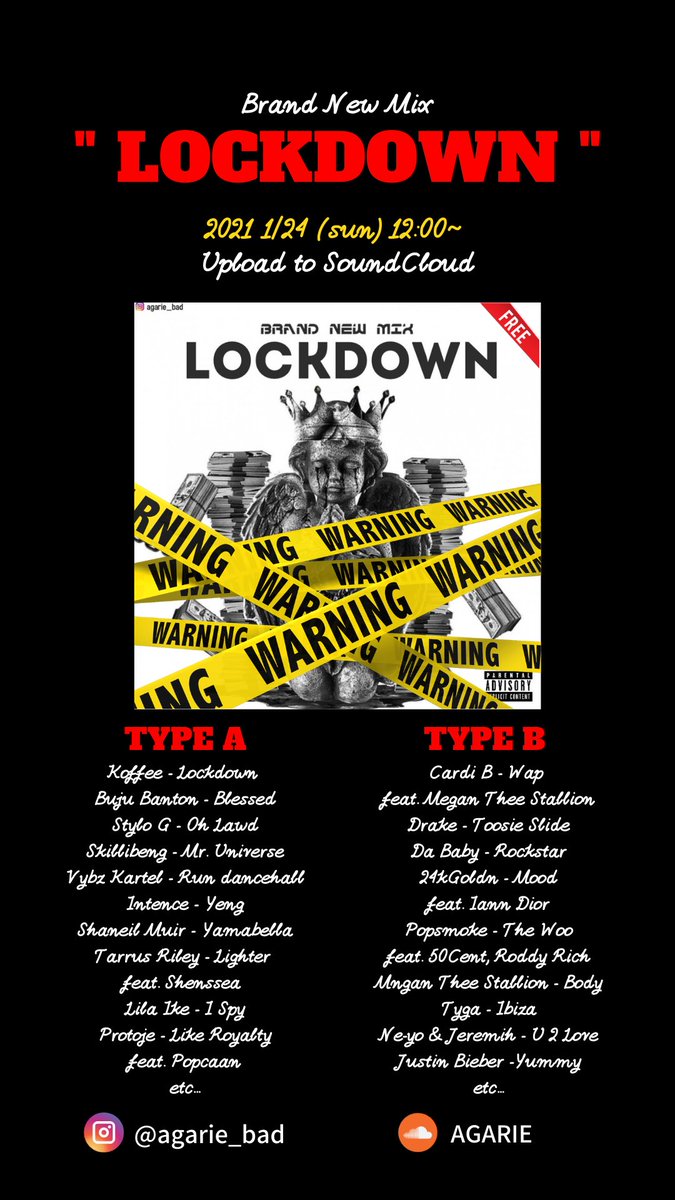 agalee_bad's tweet photo. New mix
⛓"LOCKDOWN"⛓
・Streaming
https://t.co/UUrt3EFFBL
・Download(14 Days)
https://t.co/SauVlw4pn2
#Vybz_Kartel #Mavado #Popcaan #Alkaline #Stylo_G #Teejay #Skillibeng #Intence #Shenseea #DaBaby #Drake #Popsmoke #Cardi_B #ToryLanez #Dancehall #Trap #Dj #Mixtape https://t.co/gma1WkspWD