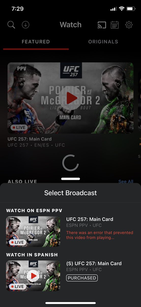 superdanq's tweet photo. @ESPNFANSUPPORT yo what is happening? I purchased the PPV but am unable to watch.. what is this error message? Tried on app and web, multiple browsers . Please refund.. https://t.co/KO24iwl6Ii