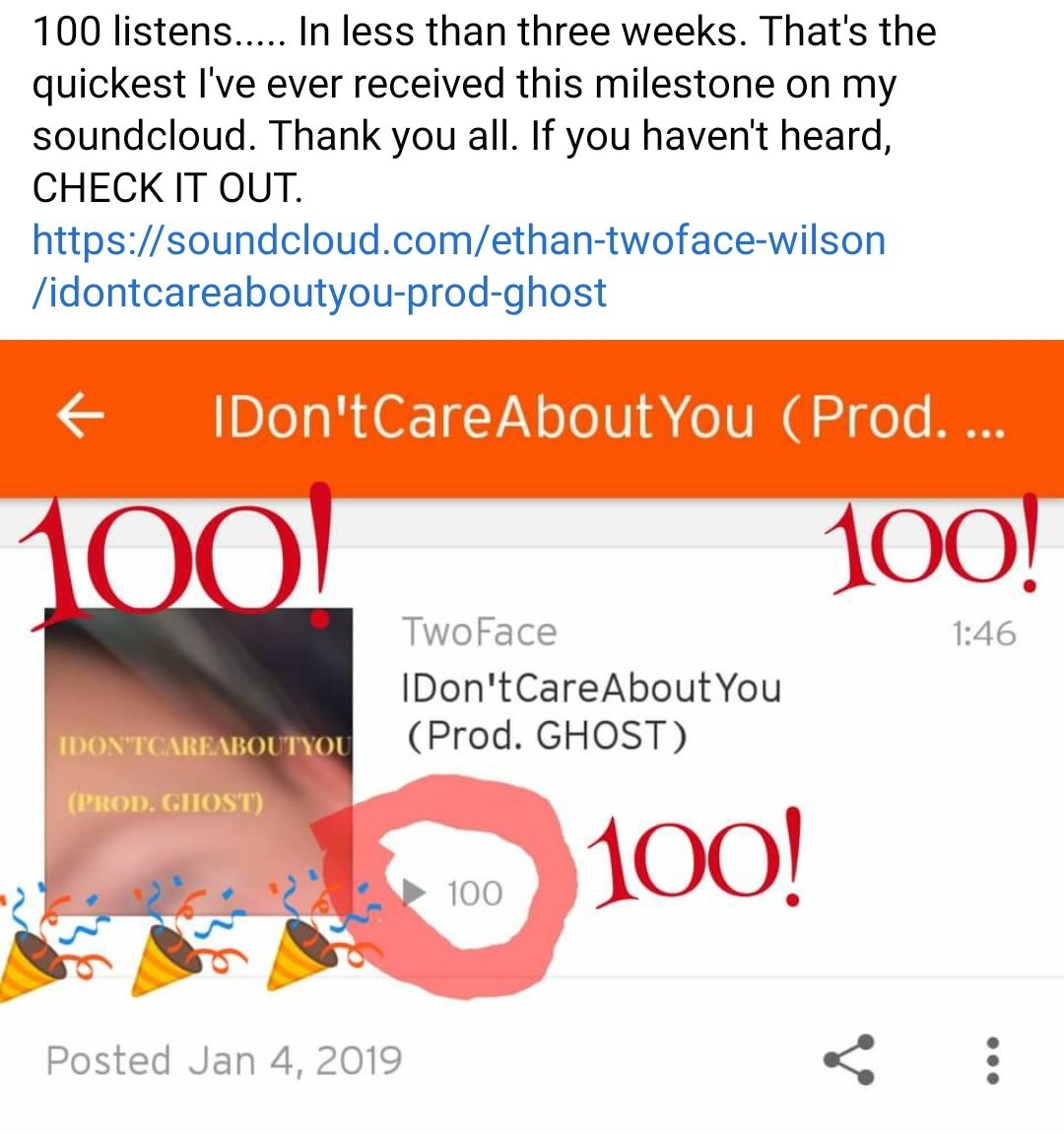 TwoFaceRapper's tweet photo. I can't fucking believe it's been fuckin 2 years. This all started here. Thank you all for the love and support. #StaySelfish https://t.co/wgqk4ApfDg