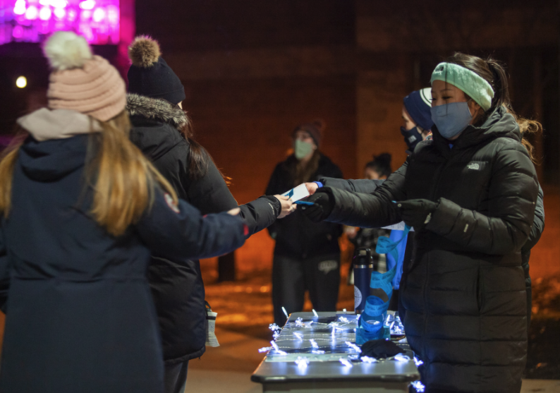JamesHerbert's tweet photo. This evening Lynn & I attended @unetweets annual #WinterLighting event, which featured a lit walk around the Biddeford campus. I really enjoyed catching up with so many of our awesome undergraduate students. Let’s make it a great semester, #Noreasters! #UniversityofNewEngland https://t.co/zmO7cbouds