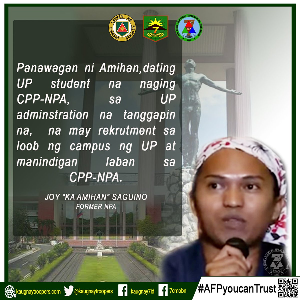kaugnaytroopers's tweet photo. #ProtectOurYouth
#DefendUPfromTerrorists
#NPARecruitmentIsReal https://t.co/yjqpf6uli6