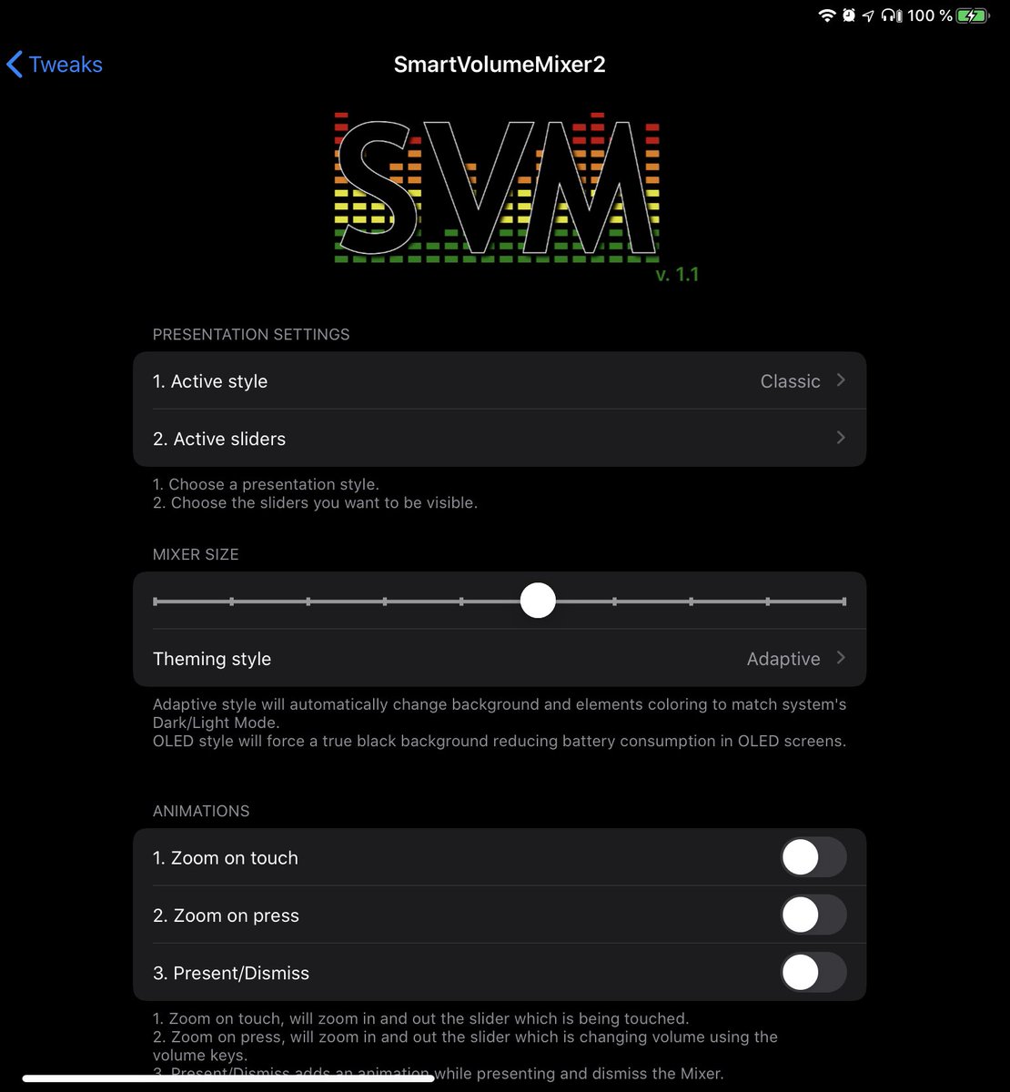 germangrub's tweet photo. Gane un licencia de este excelente Tweak “SmartVolumeMixer2”. Gracias @ProfeJuAntonio y @midkin. Funcionando al 100% en IPad Pro 4ta Gen.👌 https://t.co/QTwxELxYLa