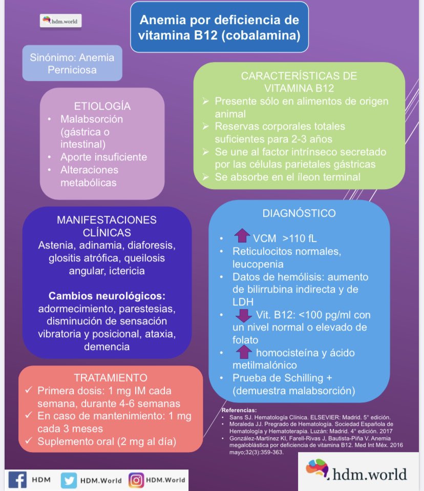 HWorldllc's tweet photo. En 5 minutos...ANEMIA PERNICIOSA 🧠🥼🚑🏥 #anemia #deficit #vitamina #b12 #cobalamina https://t.co/maTzzykyZE