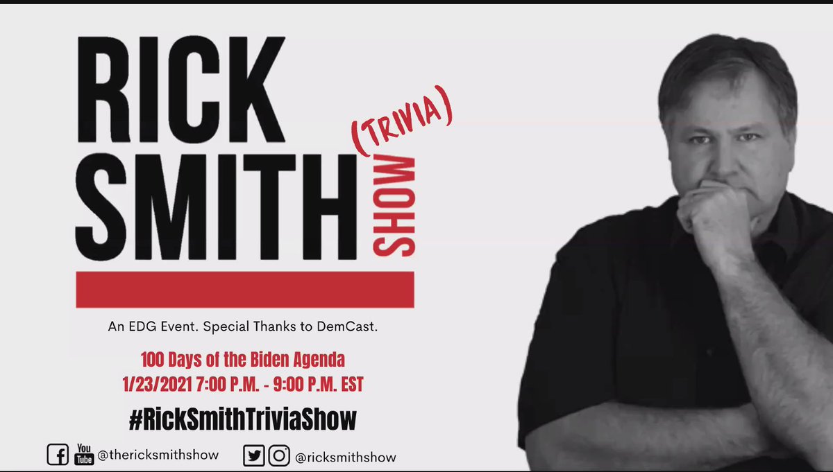 RobinCogan's tweet photo. Fun times participating in #RickSmithTriviaShow and #100DaysofGrassroots @RickSmithShow tonight! Thanks for the info @DemCastUSA https://t.co/lseZ0KXgzi
