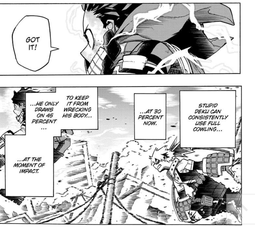 4. Full cowling being a better version of sato's sugar rush quirk is a no brainer. Deku doesnt need sweets or just sugar in general to power up, doesn't have a 3 minute limiter on it and doesn't fall asleep afterwards.