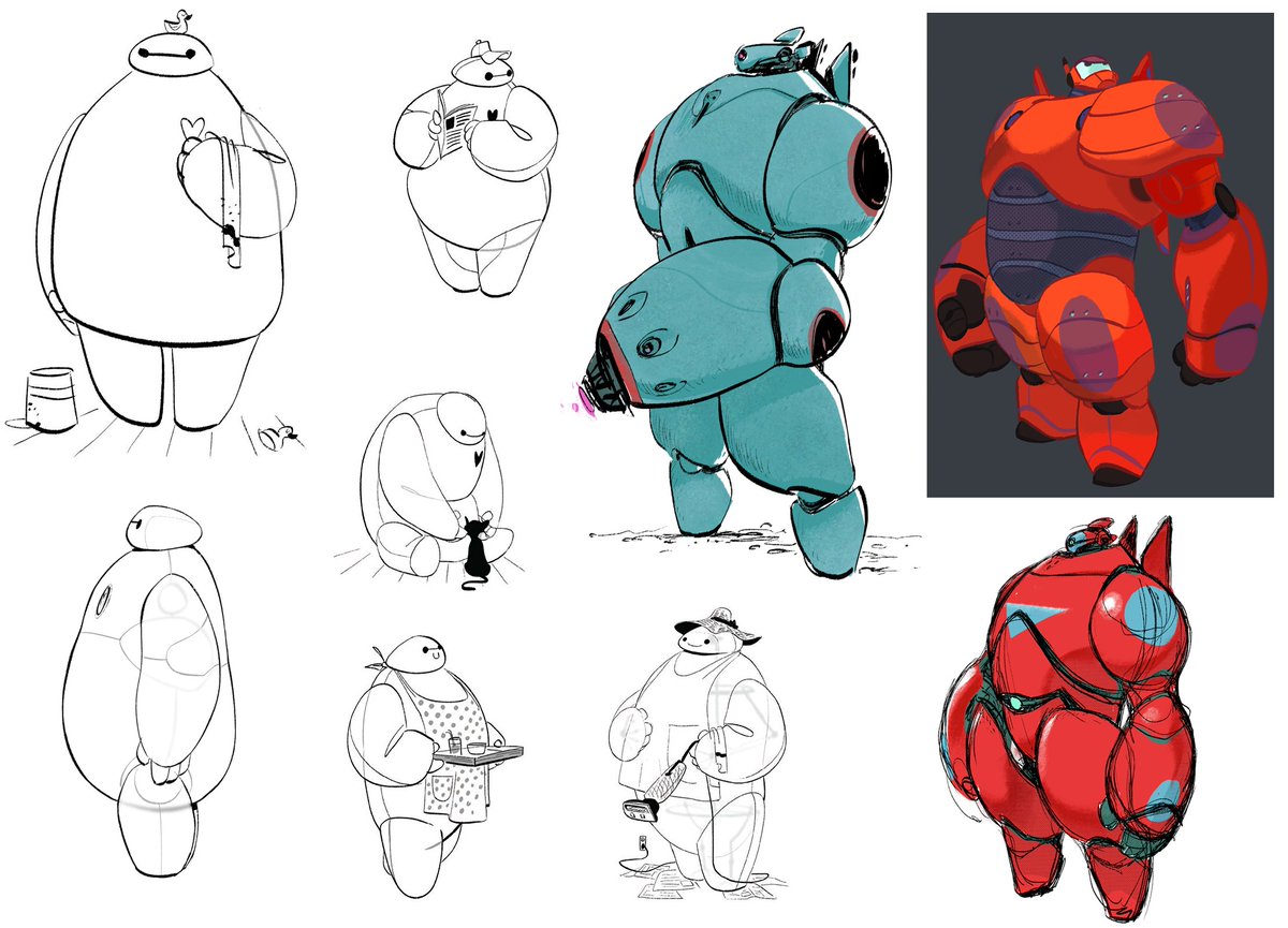 ani_obsessive's tweet photo. Character design work by Shiyoon Kim for Big Hero 6 (2014), dir. Don Hall and Chris Williams, Walt Disney Animation Studios https://t.co/4UI0ZIZsfa
