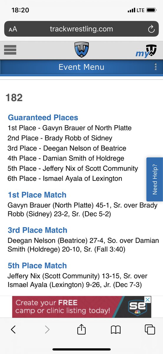 sidneynewrestle's tweet image. Battle of the #1 rated wrestlers in the State. Brady Robb lost a good hard fought match 5-2 VS Brauer of North Platte #seniors #1rated