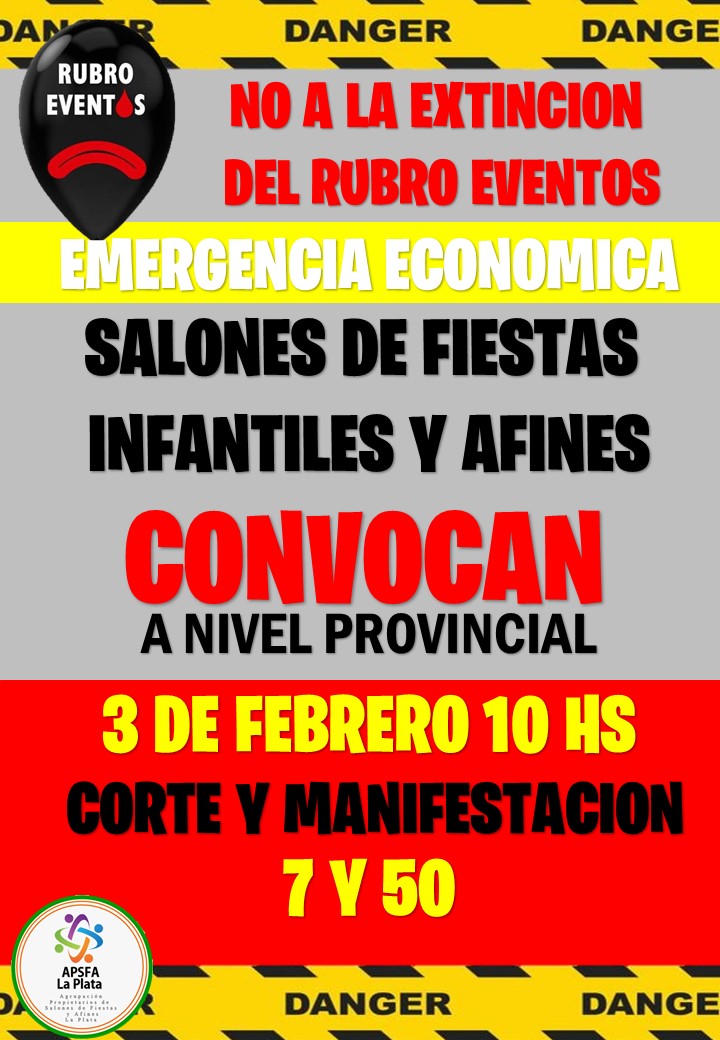 AsebaArg's tweet photo. Nuestros colegas de @agrupsalones convocan a todo miembro del #rubroeventos a hacerse presente el 03/02 y visibilizar que el rubro se encuentra en #Emergencia a casi #1añosiningresos #sinrespuestas #sinsoluciones reales!!!
El Rubro se Extingue!!!
@BAProvincia https://t.co/l2pgbEdtZM