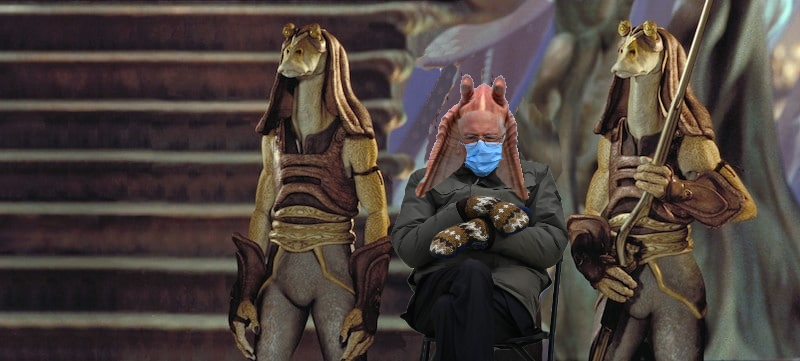 RochesterSAGE's tweet photo. @HamillHimself @starwars @BernieSanders I haven't seen Jar Jar Bernie yet. Meesa sorry. https://t.co/EUdT1PSpp8
