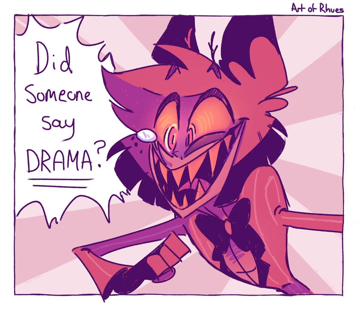 Alastor - "I heard there was drama and came right over!"

#HazbinHotelFanart #HazbinHotelAlastor #HazbinHotelCharlie #HazbinHotelAngelDust #hazbinhotelvaggie