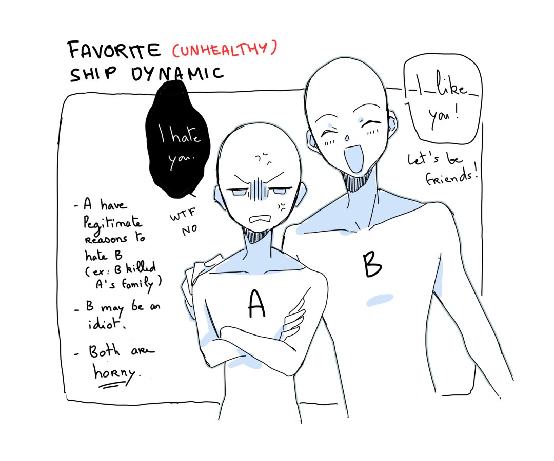 I have seen a lot of people talk about their ship dynamic but what about the unhealthy ones........aka your family's murderer is unexpectedly hot 