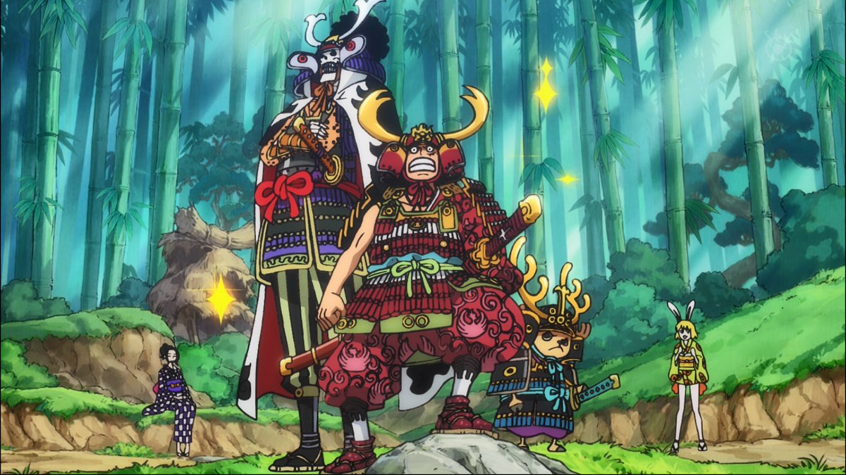 まな 19年10月21日 第959話のルフィ 04年2月17日 第310話のルフィ 類似する甲冑デザイン 光月家の家紋の一部 鶴丸紋入り の布地 モモの助 を連想する桃色の龍 連載当初から温めていたという ワノ国編 服装を初めとした各デザインも16年