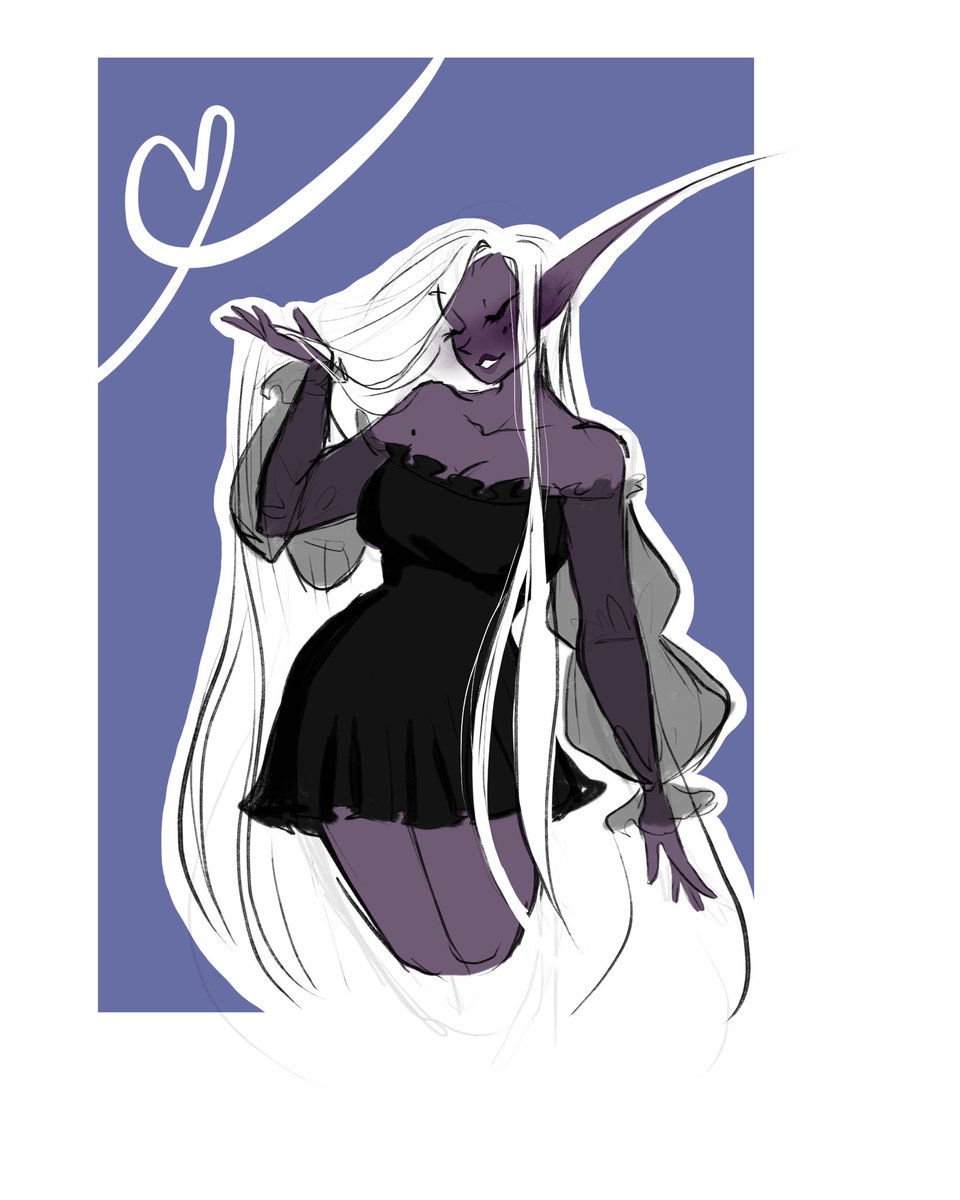 PurpleIshDraws's tweet photo. Also guys meet moira. A very flirty drow with zero social skills for friendship and all the skills for seduction

#dnd #dungeonsanddragons #dndartists #dndart #elf #drow #darkelf #digitalart #digitaldrawing #digitalsketch #dress #dresses #girly https://t.co/qWSKl5xO4D
