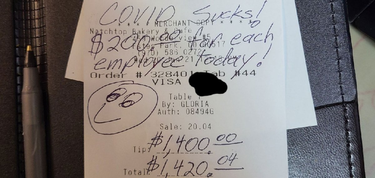 Customer leaves "Covid sucks" message and a $1400 tip kake.com/story/43221979…