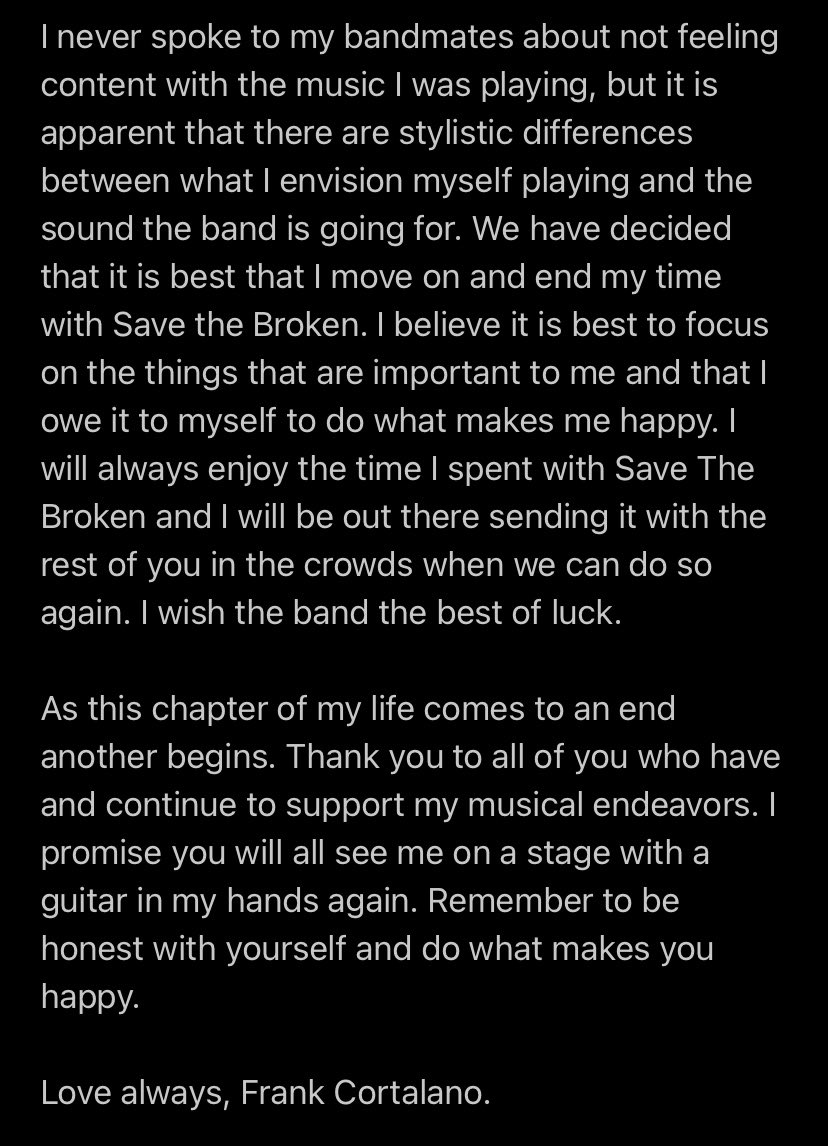 lildrumboyy's tweet photo. It is with great sadness that I must announce that I will be leaving @SaveTheBrokenNY. Please read my statements I’m the screenshots below. https://t.co/qai9bhT96z