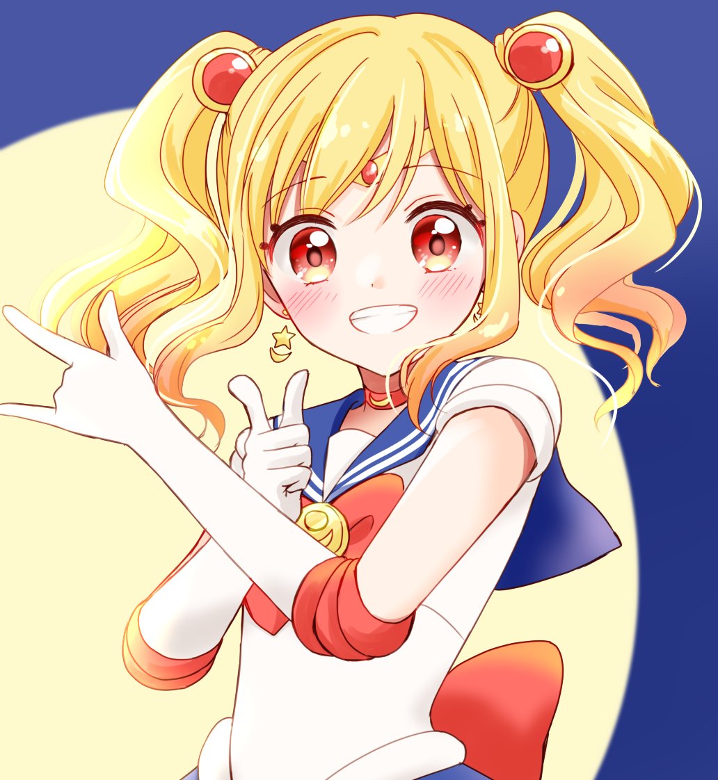 sailor moon 1girl sailor senshi uniform solo blonde hair gloves blue sailor collar twintails  illustration images