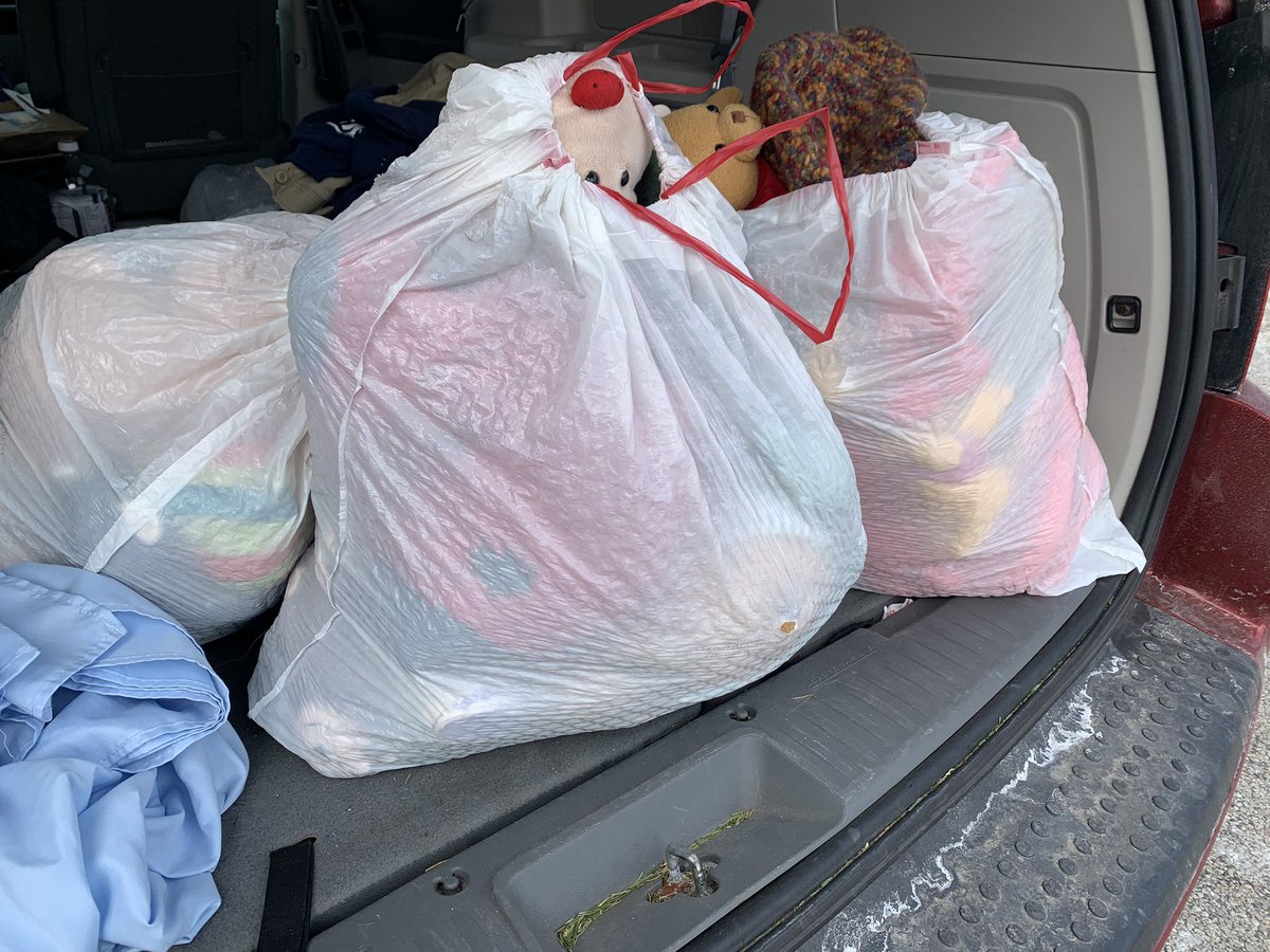 So proud of the kids. Three bags to very gently used stuffed animals #declutter50percent #decluttering 🐻