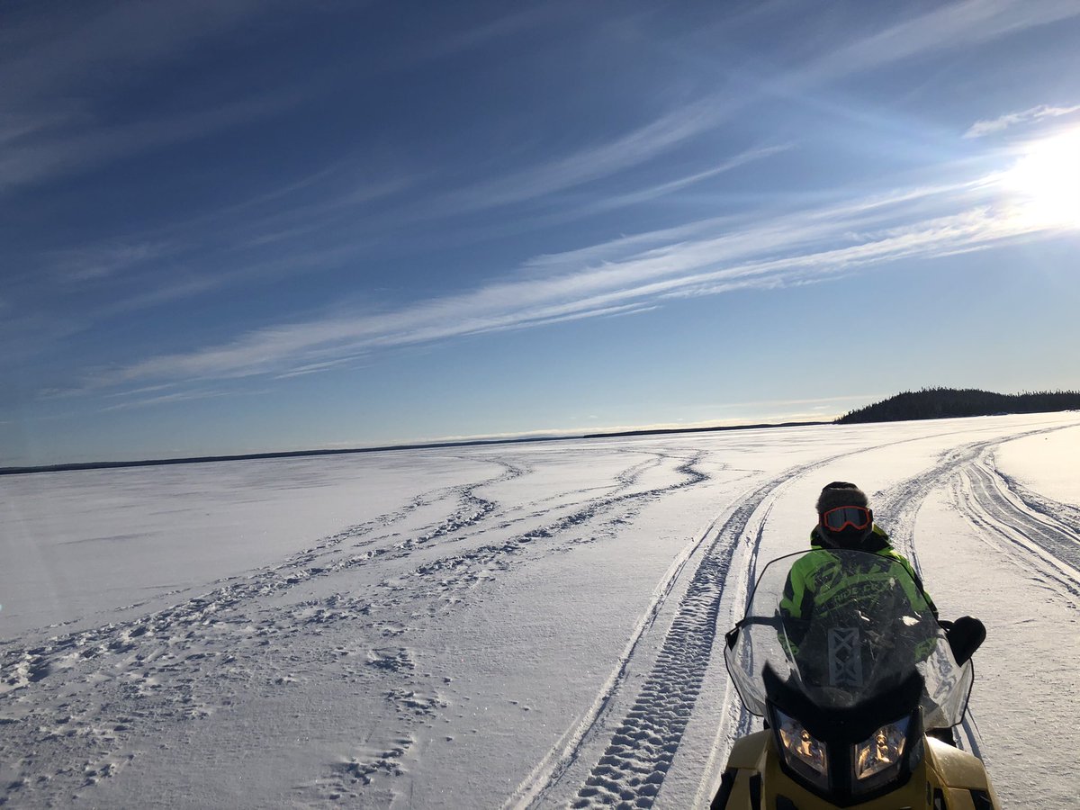 AntsMacLeod's tweet photo. Teaching my 13 &amp; 14 yr old boys how to travel safely with snowmobiles and carry essential tools. We explored Eeyou Istchee half way up Mistassini Lake to our camp. On our way we saw caribou tracks. 👍 https://t.co/SokRC5wgdm