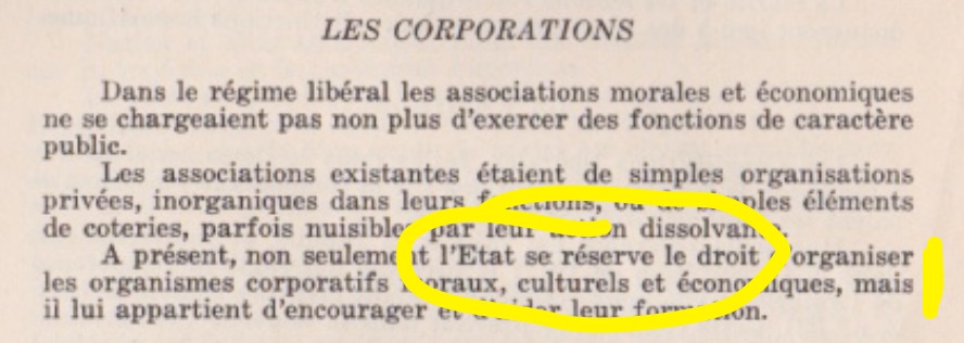 But dictatorship was not enough to "change the juridical status of the Nation” so a new constitution was written, already under Salazar, where “the State reserves to itself the right to organize the moral, cultural and economic corporations" of the nation, i.e., state corporatism