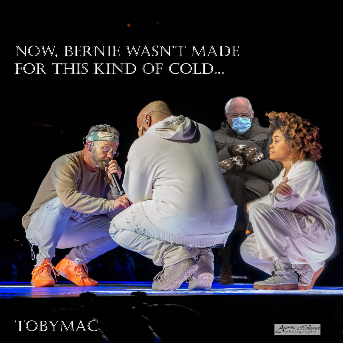 AnnetteHolloway's tweet photo. "Hold up... now, he wasn't made for this kind of cold..."😎
@tobymac @gabepatillo @iamterrian 
📷: @AnnetteHolloway 

#bernie #berniememes #berniesandersmittens #berniesMittens #berniesanders #tobymac #ahtobymac https://t.co/369pGARivk