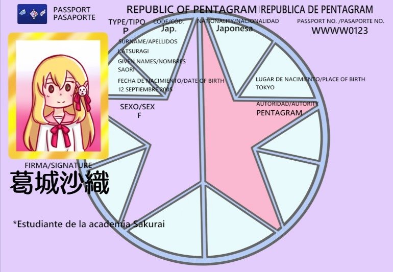 PentagramRPG's tweet photo. El pasaporte de Saori terminado :D #PentagramRPG https://t.co/pBGTCEuXth