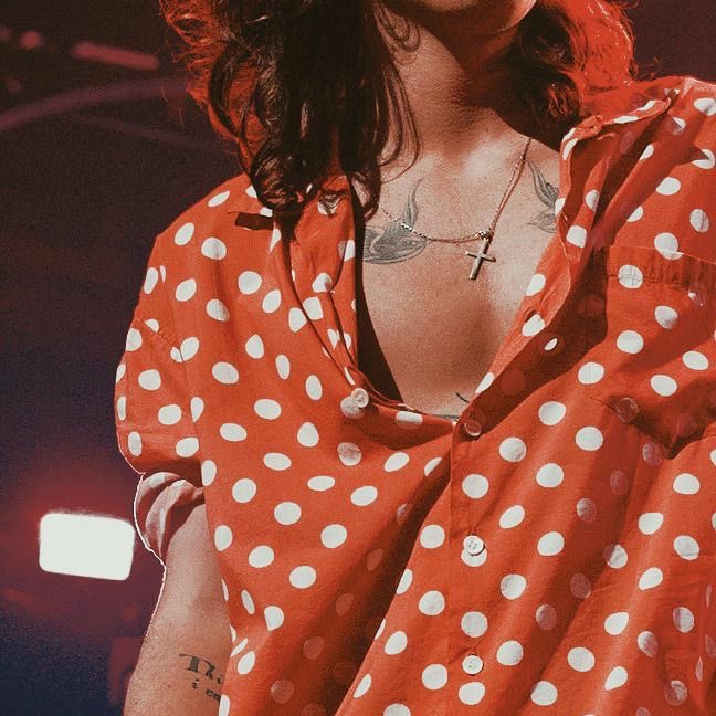 ₊˚.༄ every picture of harry styles in THAT polka dot shirt; a thread