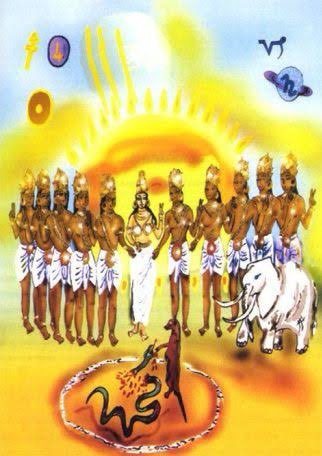 Wandering in the forest, he saw a pond with blooming Lilies and Rishi Ashrams near it. He saw some Rishis who were reciting mantras on beads. They identified themselves as the ten Vishvadevas and advised the King to follow Putrada Ekadashi fast to appease Sri Vishnu.