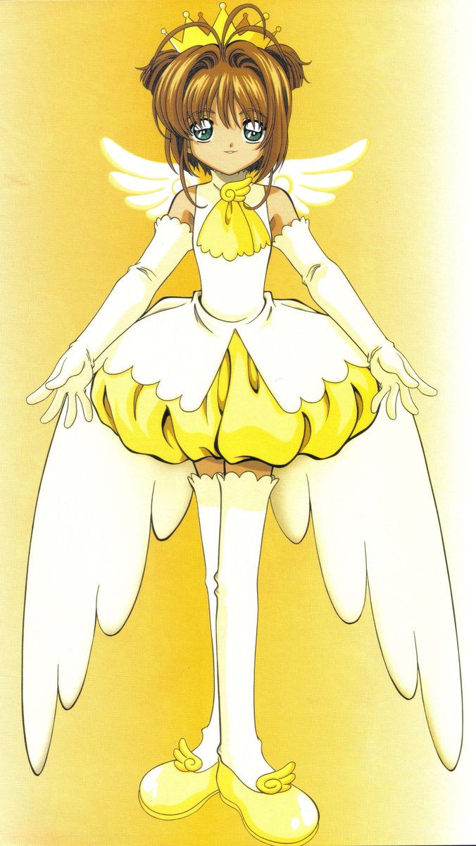 disclaimer: this is all because of sakura's angel crown outfit. its one of my favorite outfit from card captor sakura and if it wasn't yellow i would never have associated it with komori and then with ejp raijinthe culprit (angel crown outfit):