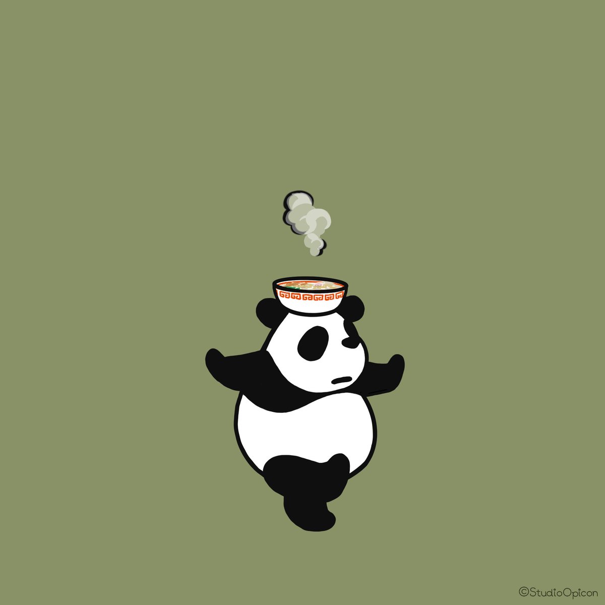 Studioopicon 出前パンダ イラスト アート 絵 キャラクター パンダ 出前 デリバリー ラーメン 動物イラスト 和み系キャラ ゆるいイラスト Illustration Art Drawing Character Panda Delivery Ramen Noodle Animalillustration