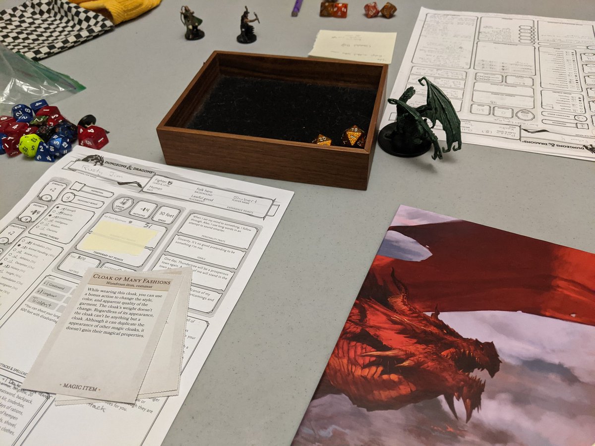 shubertweet's tweet photo. After a long hiatus following a brutal TPK, I'm finally back to DMing!
#QuillsQuest #DnD5e #LMoP #Thundertree #Venomfang #Favric #DragonCultist https://t.co/DLxFvhwPU9