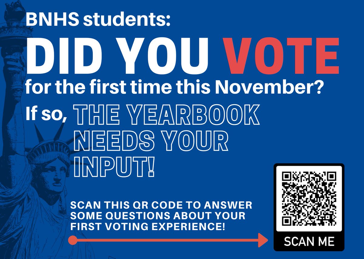 Bobcats: if you voted in the November election for the first time, the Yearbook would love to hear your thoughts! Scan the QR code below and share your thoughts!