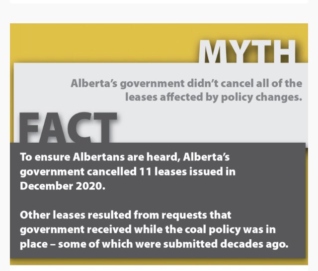 The 11 cancelled leases in Cat 2 land represent a fraction of 1% of leases in Cat 2 lands.Half a year before the UCP rescinded the Coal Policy, they sent letters of support to Valory Mines planning a 16,000-hectare open-pit mine near Bighorn Wilderness, in Cat 2 land.