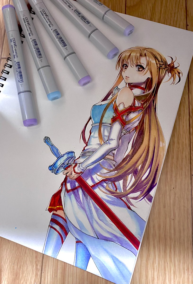 ソードアート オンライン Saoからアスナを コピックで描きました インク もふもふ ﻌ のイラスト