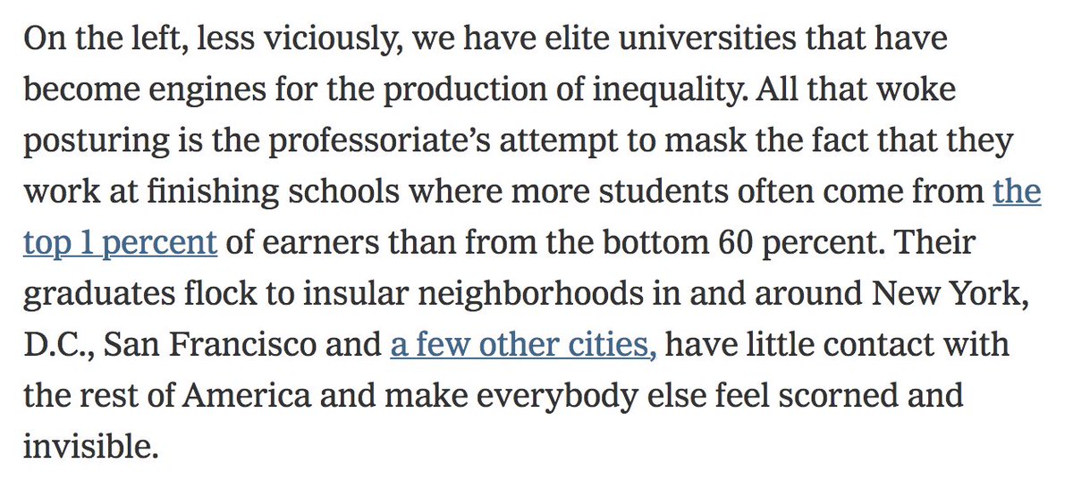 I checked whether what David Brooks says about colleges here is true, and it's not.  https://quomodocumque.wordpress.com/2021/01/23/i-dont-work-at-a-finishing-school/
