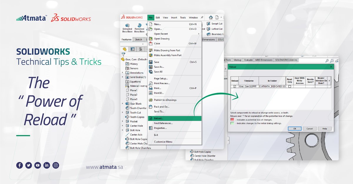 Atmata_sa's tweet photo. Forgot to save your file and wanted to reopen it? 

SOLIDWORKS has you covered, will even highlight any files that have been modified, so you are aware of any potential data loss.

#BeExpert
#SOLIDWORKS_Tips_and_Tricks💡 https://t.co/10mJoK6H7n