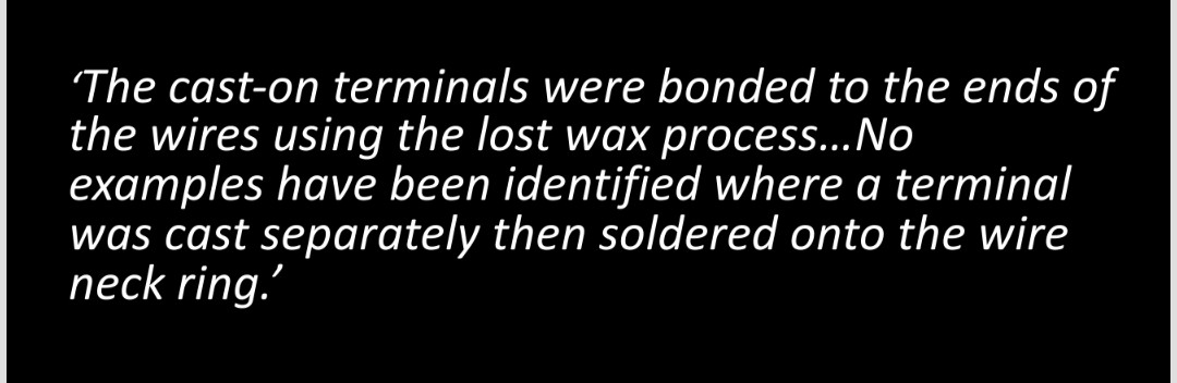 In the case of torcs, an overly scientific approach has led to an absence of basic understanding.(Contrary to this 2018 paper, we've found sheet gold torcs, separately cast torc terminals + shown casting on was only ever used for the most basic torcs... )