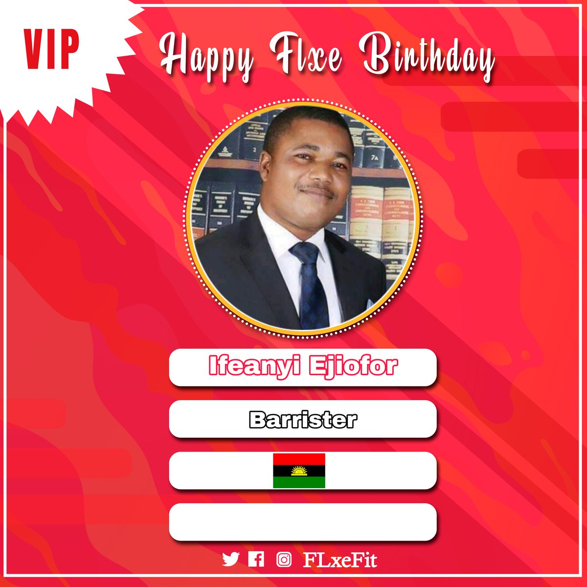 FlxeFit's tweet photo. Happy FLxe Birthday My Barrister. 
All Hail Biafra. 
#IPOB

@BarEjiofor @EjioforBar https://t.co/yh6JoCmFqR