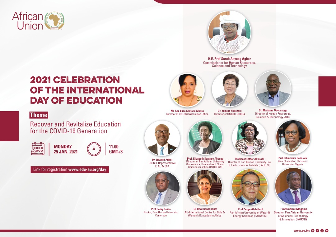 The Dept of Human Resources, Science & Techn @AUHRST @_AfricanUnion Commission joins @UNESCO to wish d Education community,stakeholders & partners a happy 3rd International Day of Education. Education open doors of opportunities for d less privilege. @AUCEducation @AAUniversities