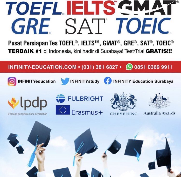 KursusGRE's tweet photo. Raih BEASISWA impianmu bersama INFINITY Education Surabaya — Education Center TERBAIK #1 di Indonesia!
https:// https://t.co/WmKGhFoAjP (031) 3816827
WA: 081775001649
.
.
.
#beasiswaaustraliaawards 
#beasiswafulbright 
#beasiswanasa 
#beasiswaluarnegeri #Beasiswa #Beasiswa2021 https://t.co/rJO21LdDdA