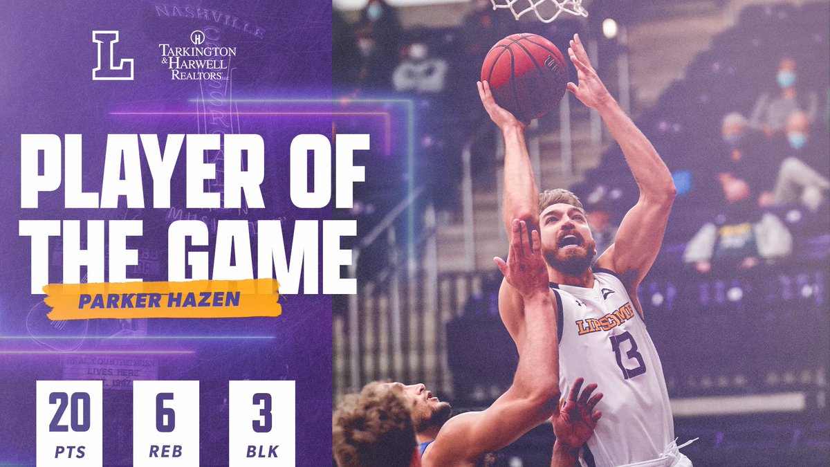 LipscombMBB's tweet photo. Your @TarkHarwell Player of the Game is @p_hazen after setting career highs in points and blocks! 

#HornsUp🤘 https://t.co/0u1ybbs4tU