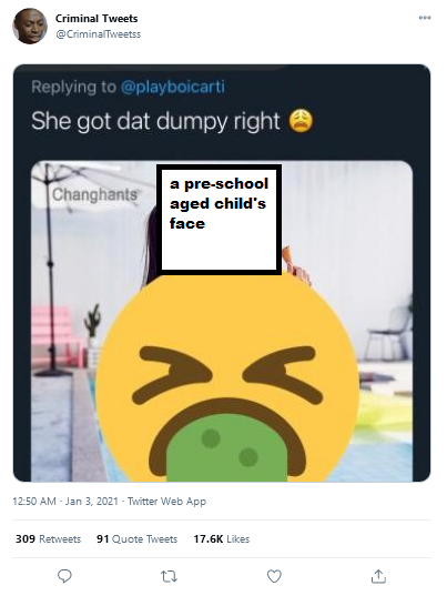 Block and report this account. Another Suspect Tweets clone wannabe gimmick account. They don't care about criminals. They do post genuinely disturbing tweets. But for tweets that are legitimately concerning, Criminal Tweets can't even be bothered to censor a child's face.